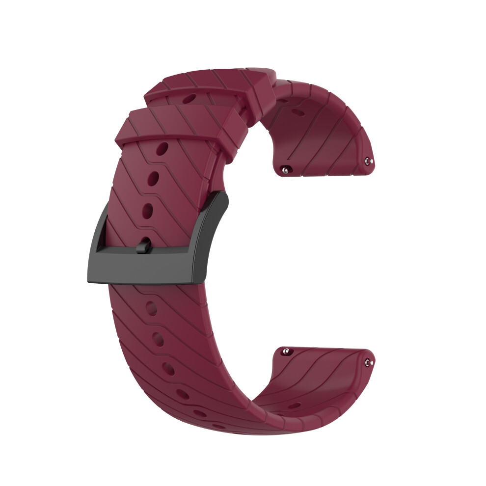 (Wine ) 24Mm Silicone Smart Watch Band For Suunto 9, Adjustable Wrist Strap Replacement Red 6914271146494