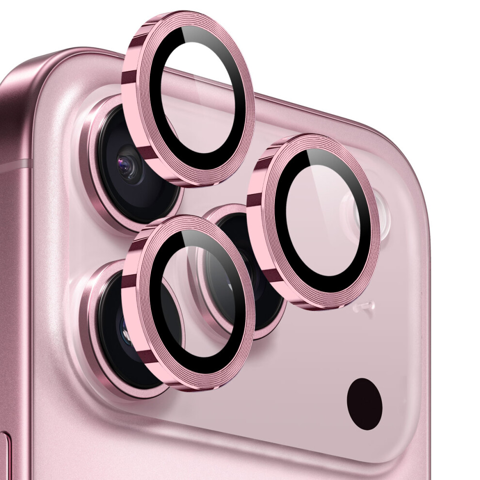 (Pink) Northjo 1 Set For Iphone 17 Pro Max 17 Pro Tempered Glass Camera Lens Film Cd Veins Metal Ring Lens Guard Pink 6914277163037