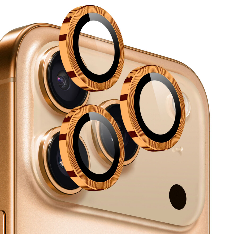 (Orange) Northjo 1 Set For Iphone 17 Pro Max 17 Pro Tempered Glass Camera Lens Film Cd Veins Metal Ring Lens Guard Orange 6914278035081