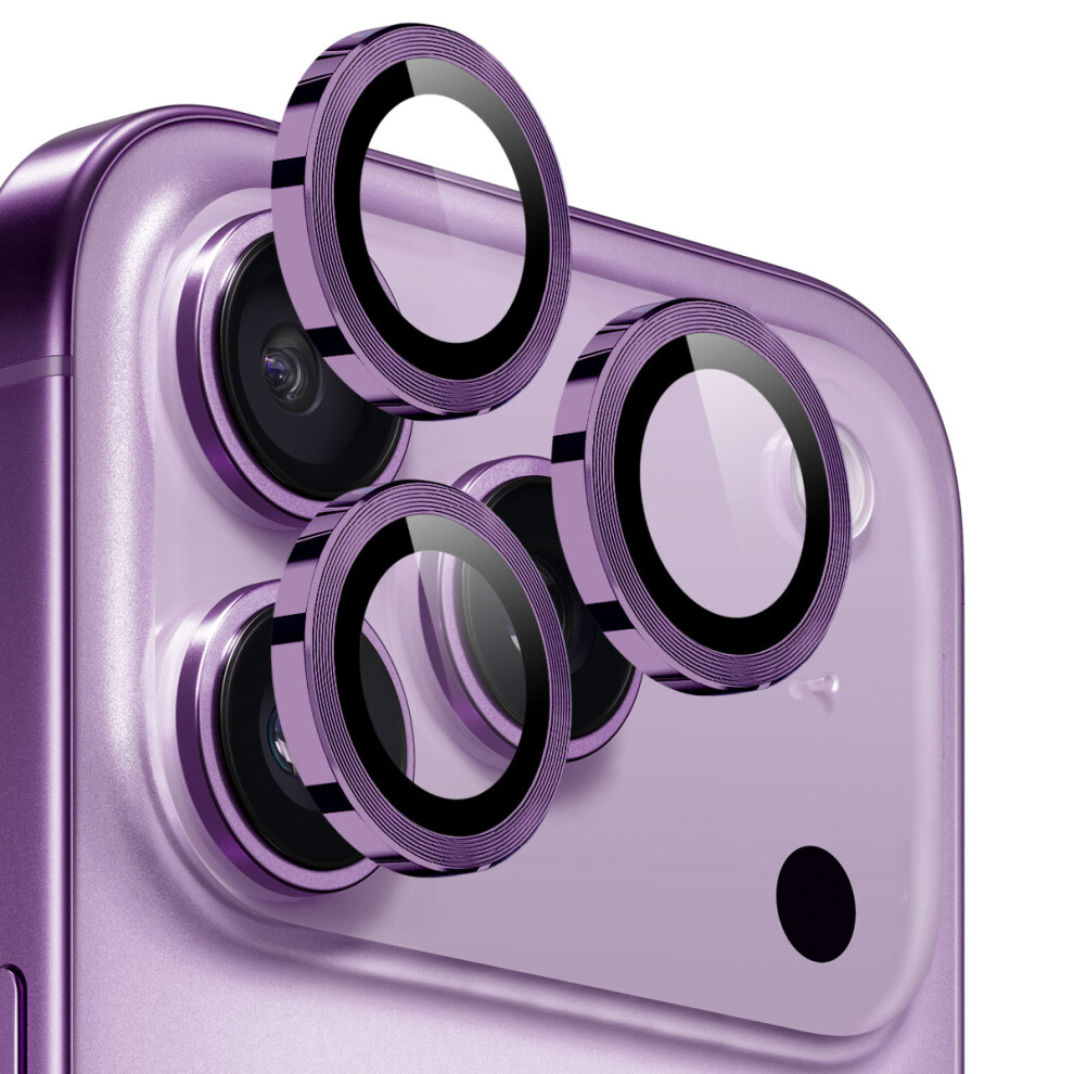 (Purple) Northjo 1 Set For Iphone 17 Pro Max 17 Pro Tempered Glass Camera Lens Film Cd Veins Metal Ring Lens Guard Purple 6914277159641