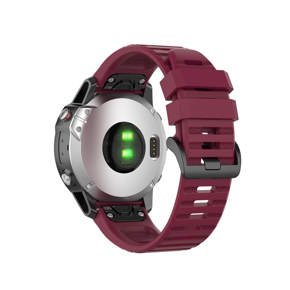 (Wine ) Rubber Smart Watch Replacement Band [22Mm Width] For Garmin Fenix 6/5 Red 6914278006081