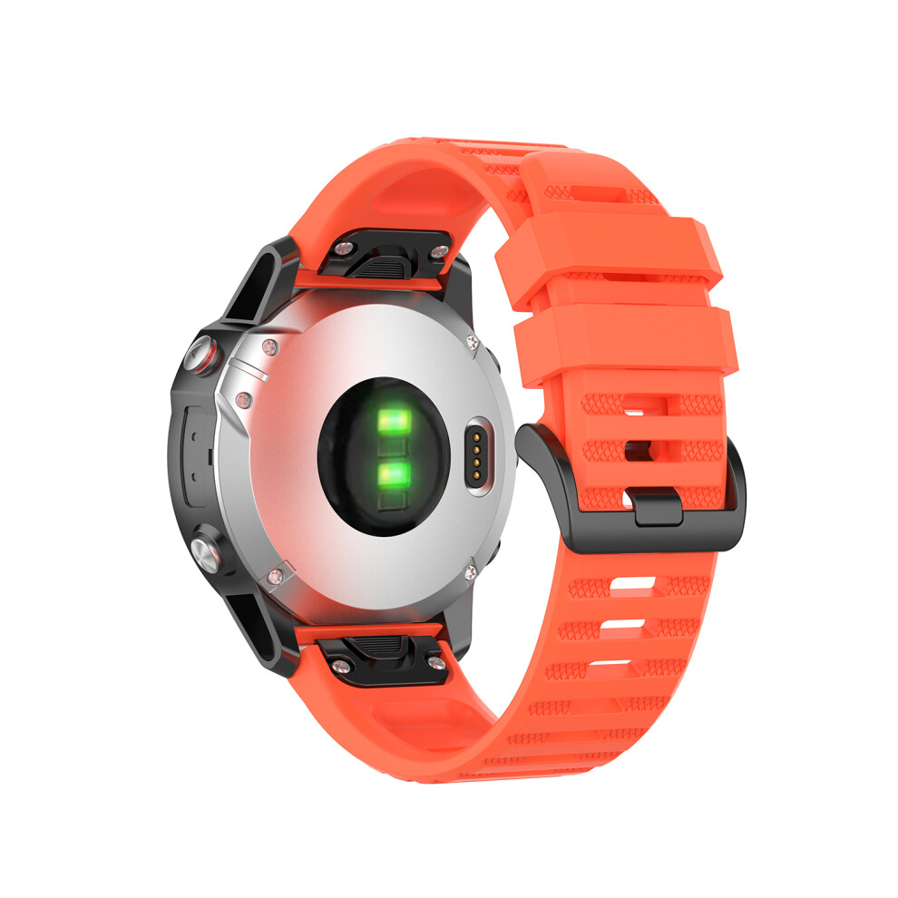 (Coral) Rubber Smart Watch Replacement Band [22Mm Width] For Garmin Fenix 6/5 Orange 6914270099333