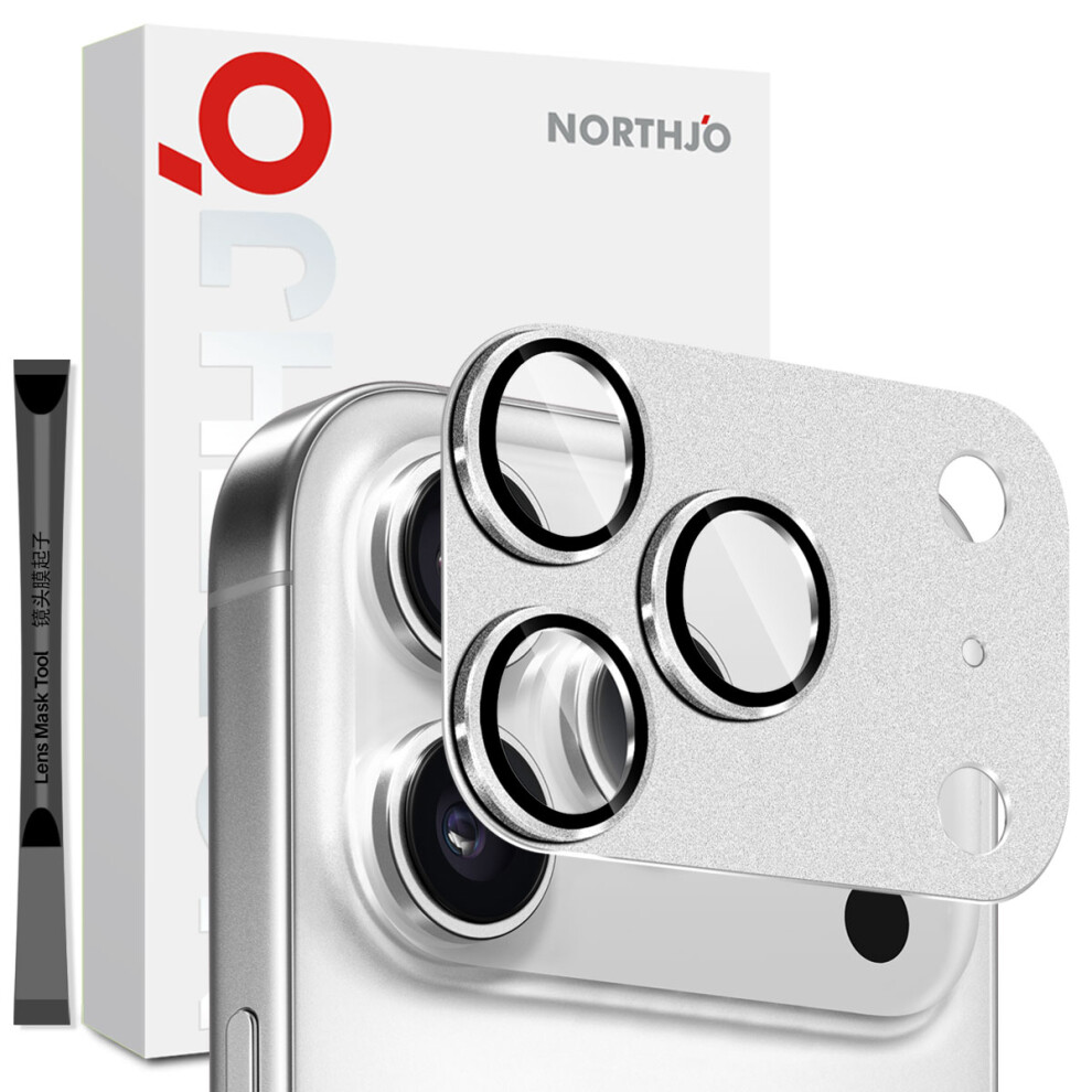 (Silver) Northjo For Iphone 17 Pro Camera Lens Protector Matte Integrated Metal Tempered Glass Lens Film Silver 6914271433754