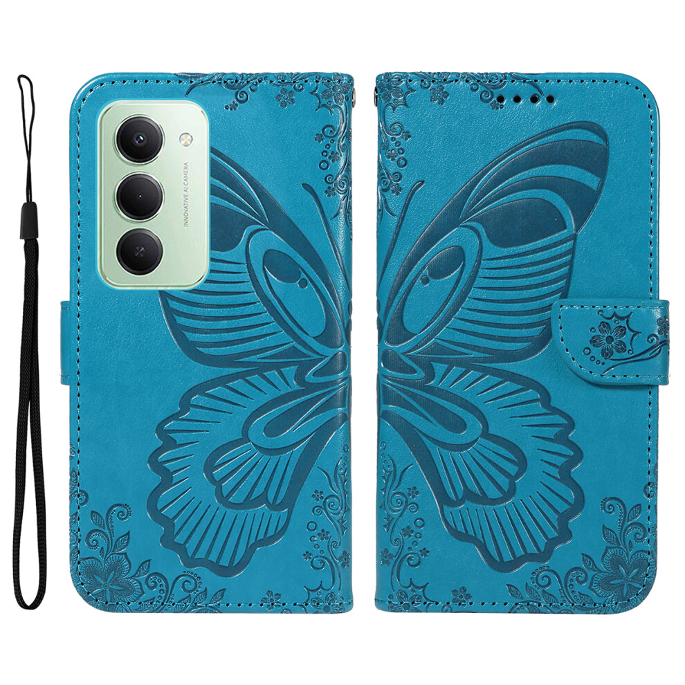 (Blue) For Xiaomi Redmi 15 4G (Eu) (171Mm) Case Butterfly Pattern Pu Leather Folio Flip Phone Cover Blue 6914277038328