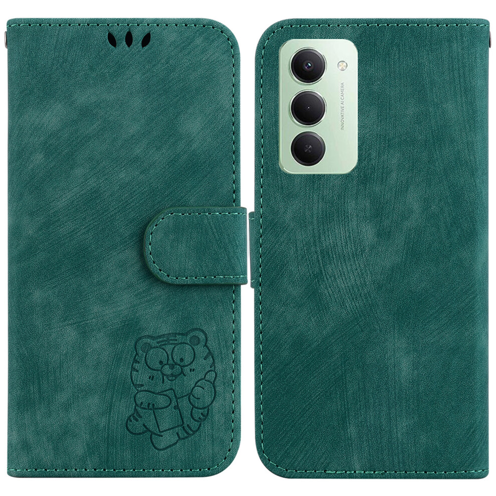 (Green) For Xiaomi Redmi 15 5G (Global) (169Mm) Wallet Case Tiger Imprint Leather Shockproof Phone Cover With Wrist Strap Green 6914271510189