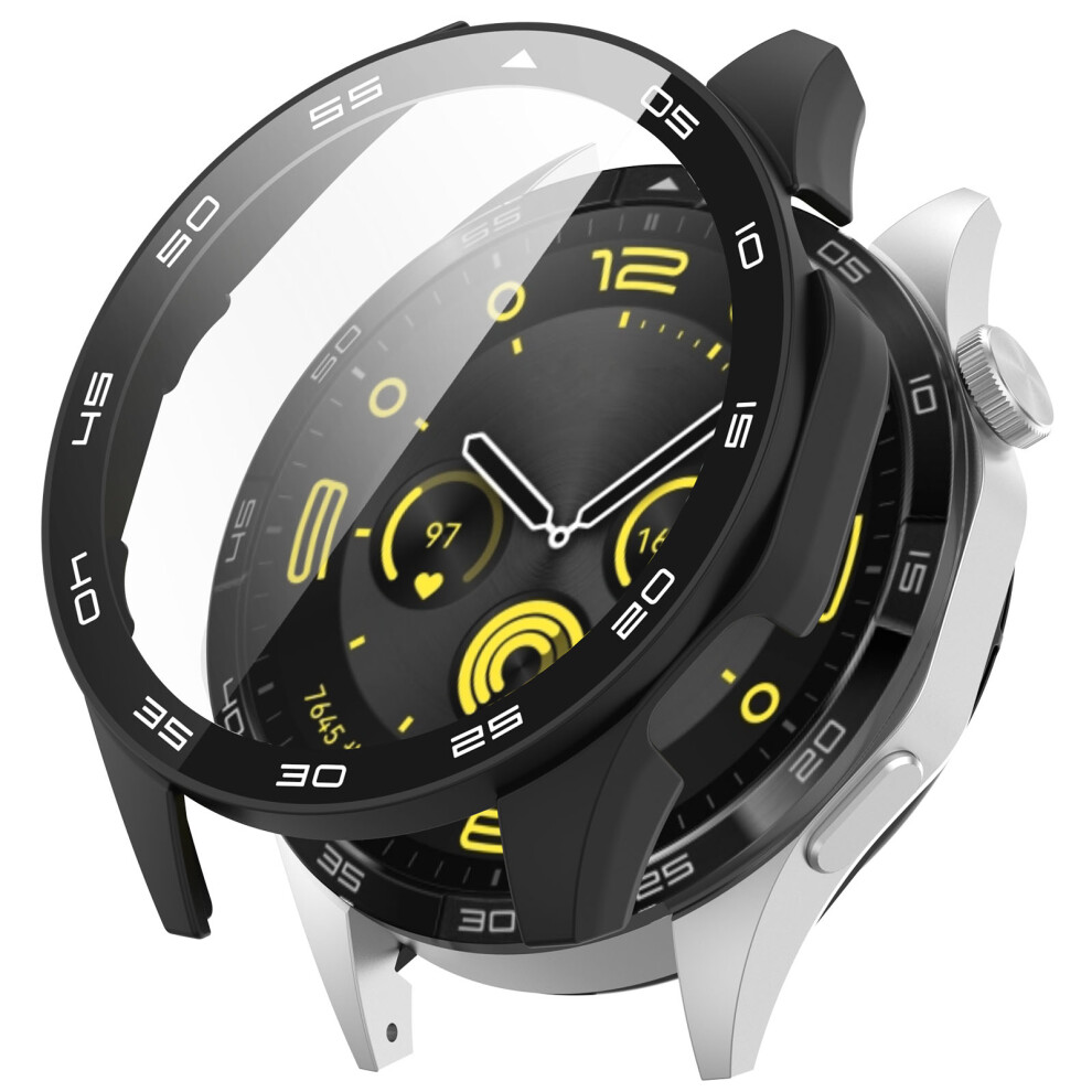 (Black) For Huawei Watch Gt 4 46Mm Watch Case Tempered Glass Screen Protector Pc Frame Cover With Dial Plate Black 6914276009374