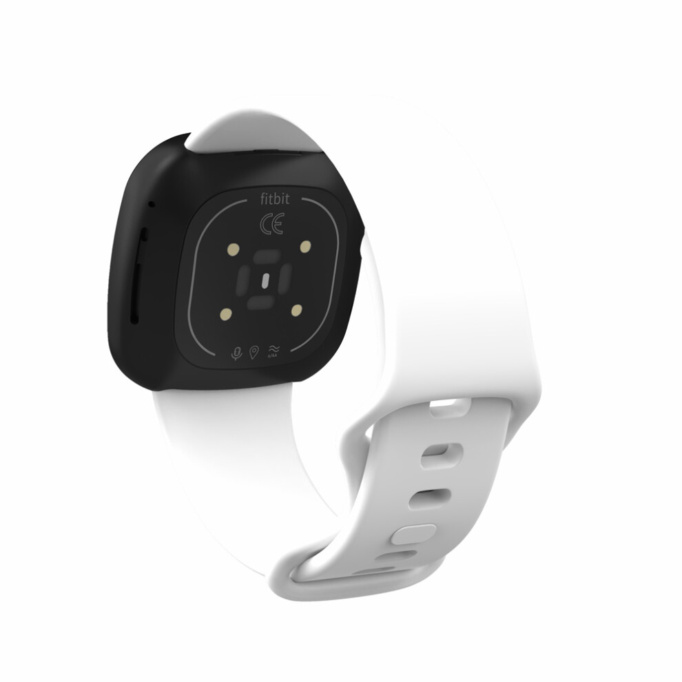 (White) 22.5Mm Soft Silicone Watch Band Wrist Strap Replacement For Fitbit Versa 3 Sense [Size: S] White 6914278514265