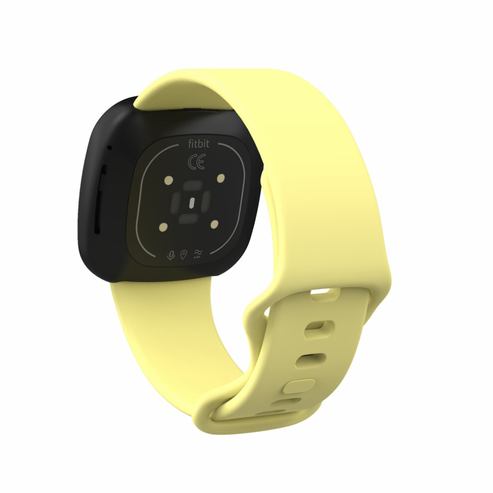 (Yellow) 22.5Mm Soft Silicone Watch Band Wrist Strap Replacement For Fitbit Versa 3 Sense [Size: S] Yellow 6914277519544