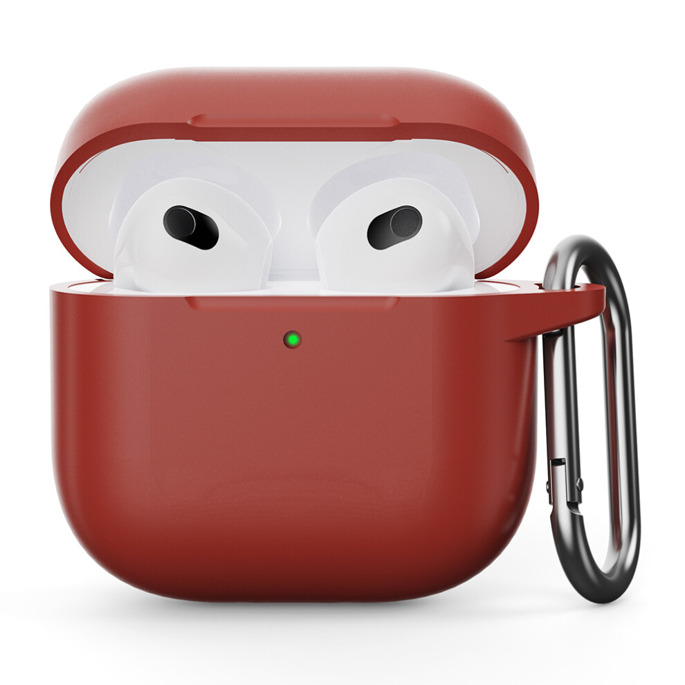 (Scarlet) For AirPods 4 Silicone Case Integrated Bluetooth-compatible Earbuds Protector with Hook