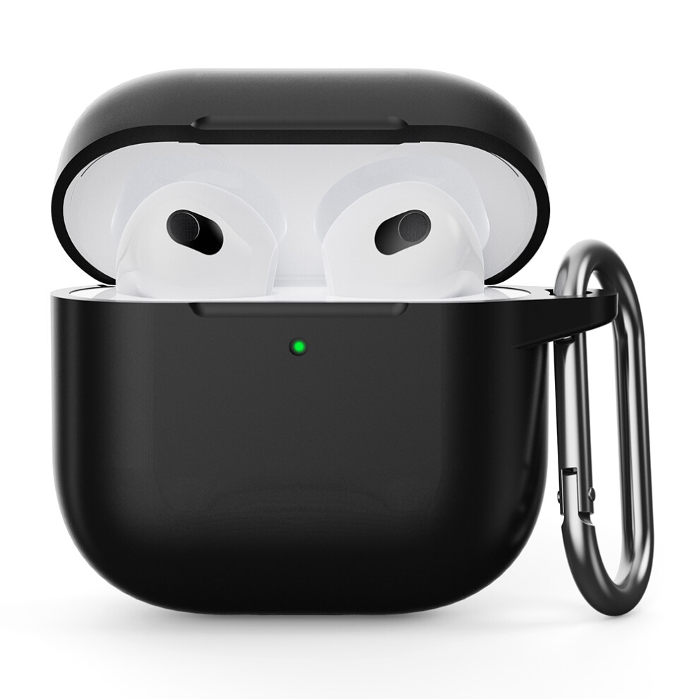(Black) For AirPods 4 Silicone Case Integrated Bluetooth-compatible Earbuds Protector with Hook
