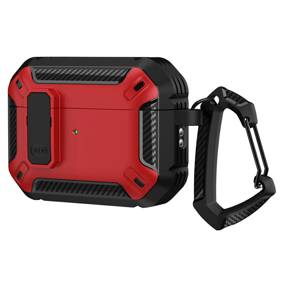 (Red) For Airpods Pro 3 Tpu + Pc Earphone Protective Case Earbud Charging Box Drop-Proof Cover With Carabiner Red 6914274315194