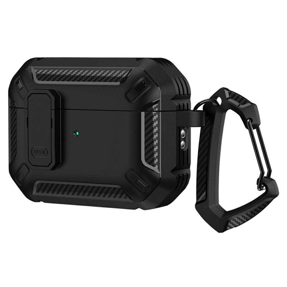 (Black) For Airpods Pro 3 Tpu + Pc Earphone Protective Case Earbud Charging Box Drop-Proof Cover With Carabiner Black 6914273861616