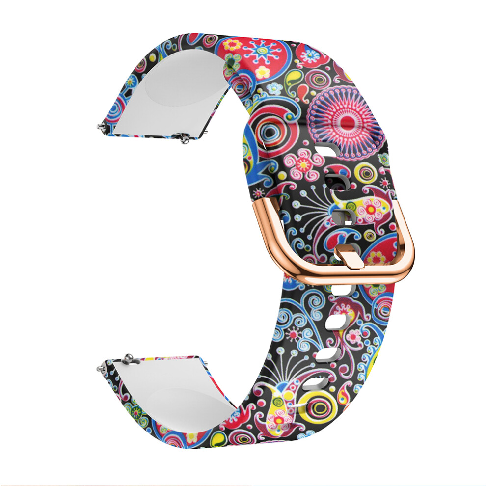 (Paisley Flower) 20Mm Pattern Printing Silicone Watch Strap For Samsung Galaxy Watch Active, Pin Buckle Watch Wrist Band 6914272984224