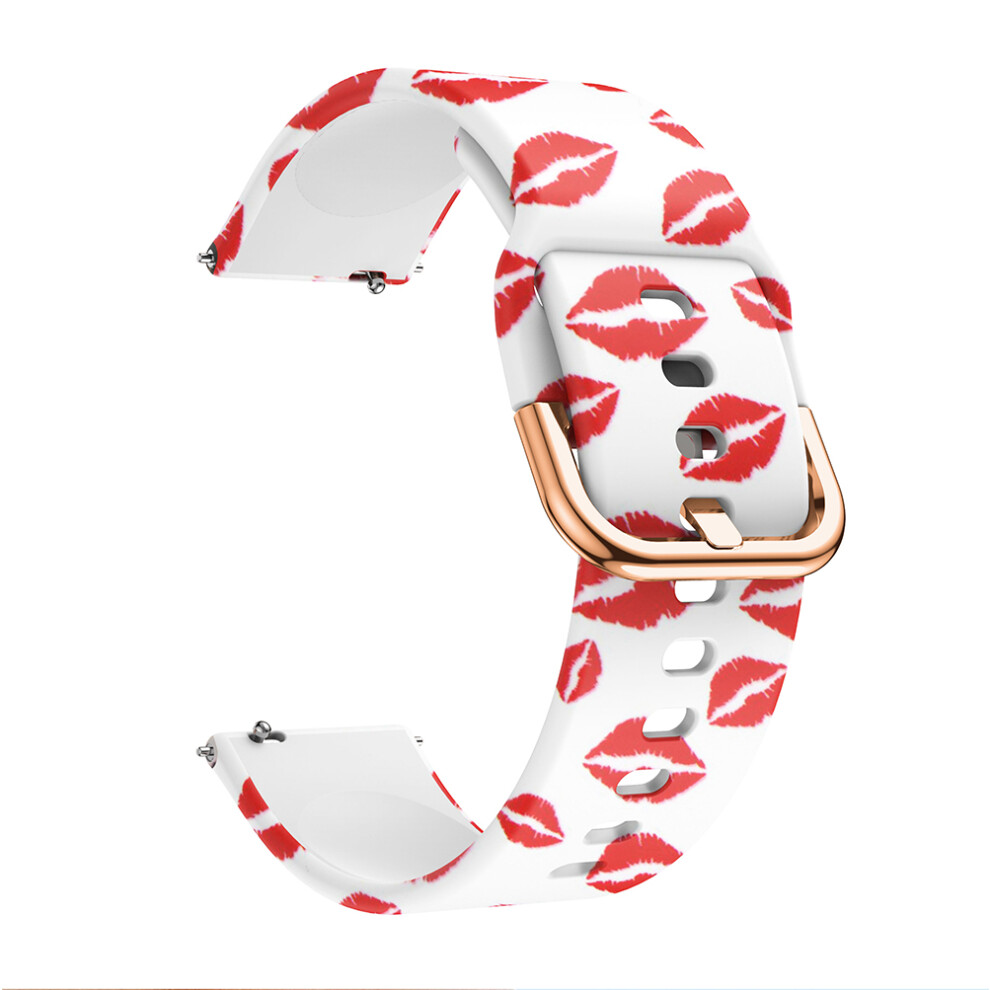 ( Lip) 20Mm Pattern Printing Silicone Watch Strap For Samsung Galaxy Watch Active, Pin Buckle Watch Wrist Band Red 6914279300980