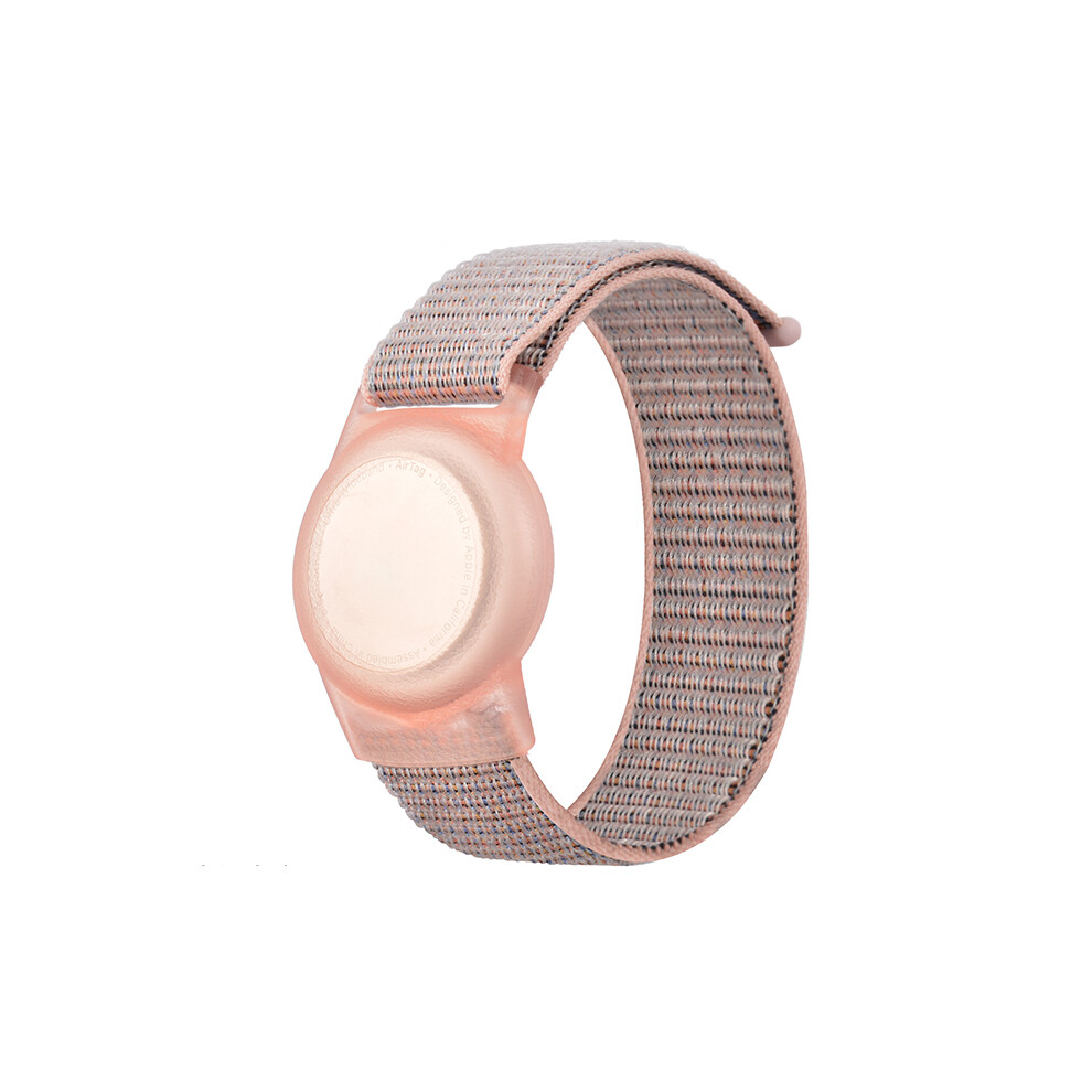 (Dusty L) For Apple Airtag Tracker Anti-Lost Tpu Protective Case Watch Band Design Loop Nylon Bracelet Strap - Dusty L Pink 6914274347423