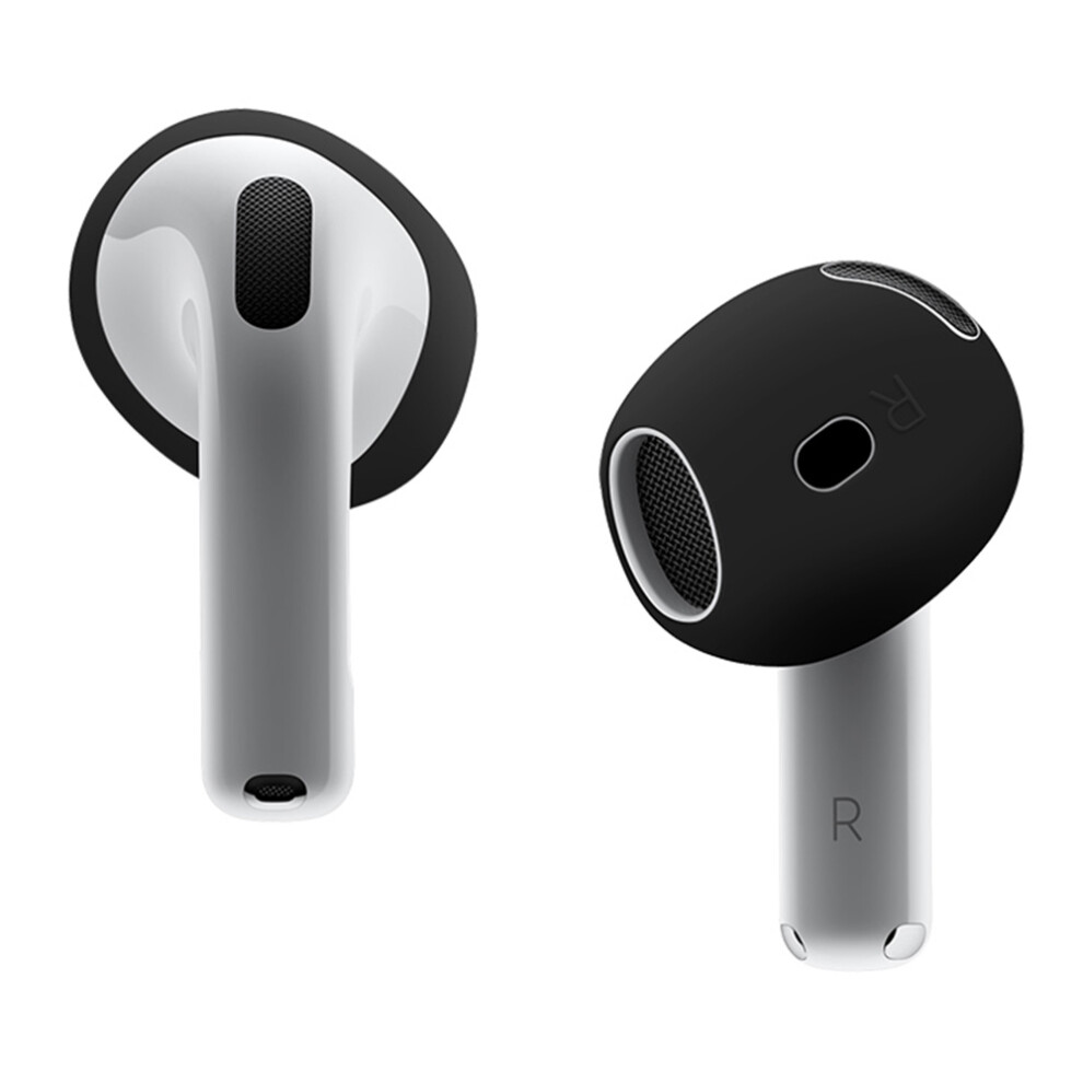 (Black) For Airpods 4 Earbuds Anti-Slip Silicone Cover Bluetooth-Compatible Earphones Earmuffs Ear Tips Black 6914276007264