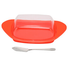 BoatShaped Butter Dish with Lid Food Grade PP Butter Cutting Box for Chess Home Kitchen(Red )