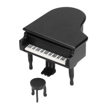 Boîte à musique en bois de bouleau en forme de piano 14,6 x 12,6 x 9 cm noir