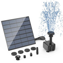 DIY Solar Water Pump Kit for Outdoor Water Features, Solar Fountain Pump with 6 Nozzles for Birdbath, Pond, Garden, Fish Tank