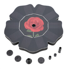 Kukanmuotoinen aurinkosuihkulähde sähkövaraajalla lampulle, puutarhakaloille ja lampulle 7V1.4W