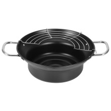 Mini Tempura-keitin Iron Pot -keittiön syväpaistinpannu öljytippatelineellä