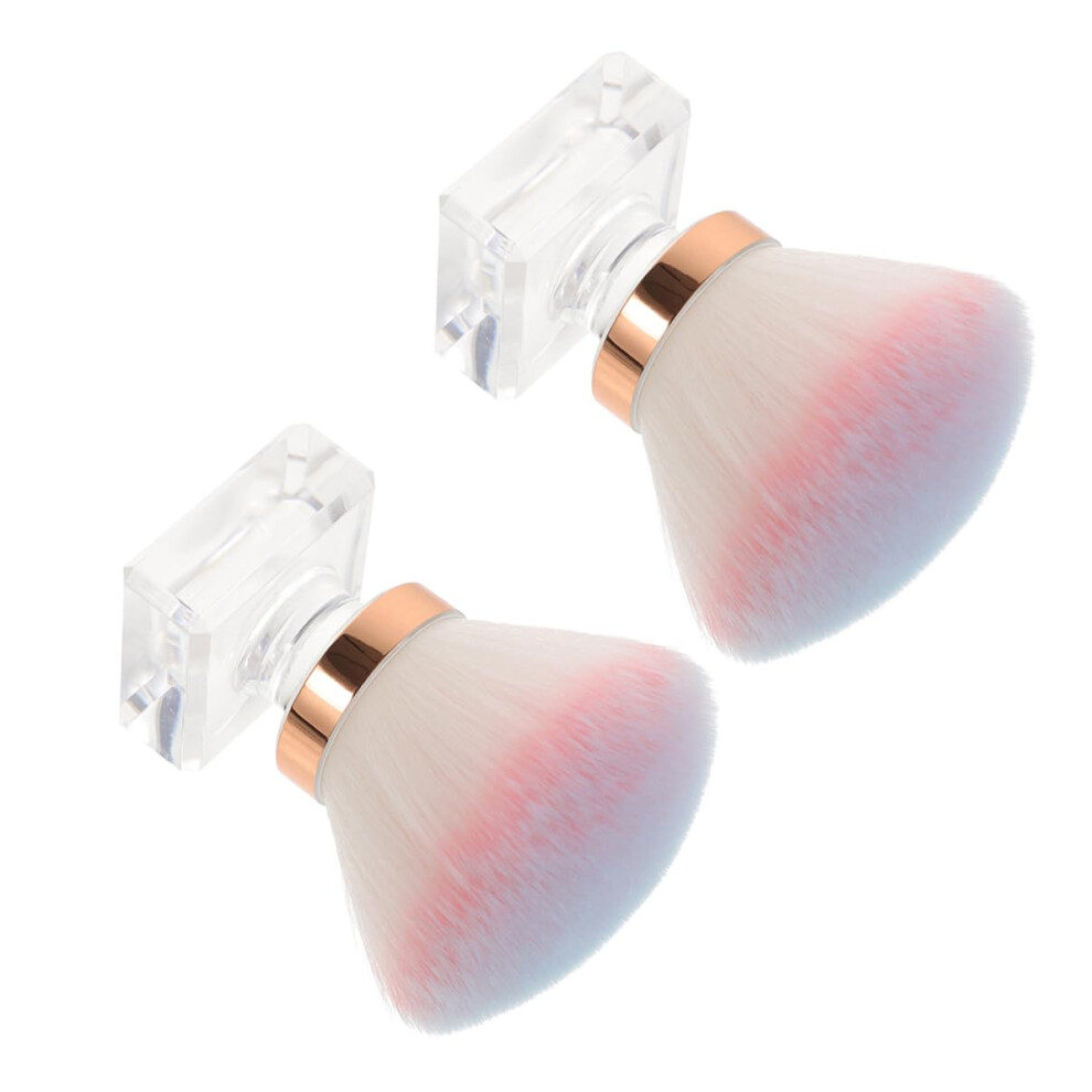 Fluffy Brush Nail Dust Fingernail Brush Applicators for Nail Cleaning Art, 2pcs Soft Makeup Powder Brushes
