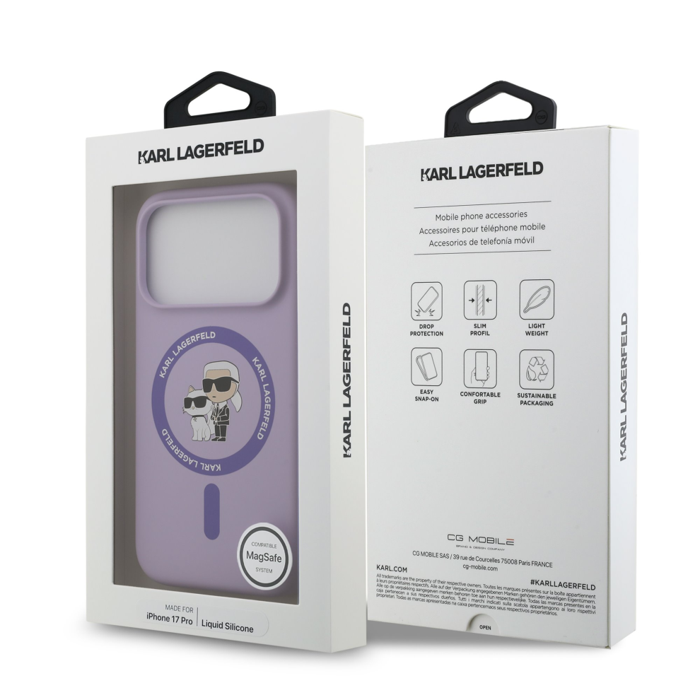 Karl Lagerfeld Liquid Silicone Case For Iphone 17 Pro 6.3" Purple 3666339549398