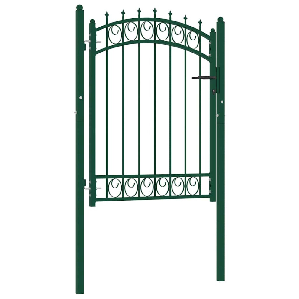 Vidaxl Green Fence Gate With Spikes Steel 100X125 Cm Patio Garden Barrier