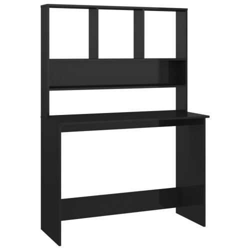 VidaXL (high gloss black) vidaXL Desk with Shelves Chipboard Computer Workstation Desk Multi Colours