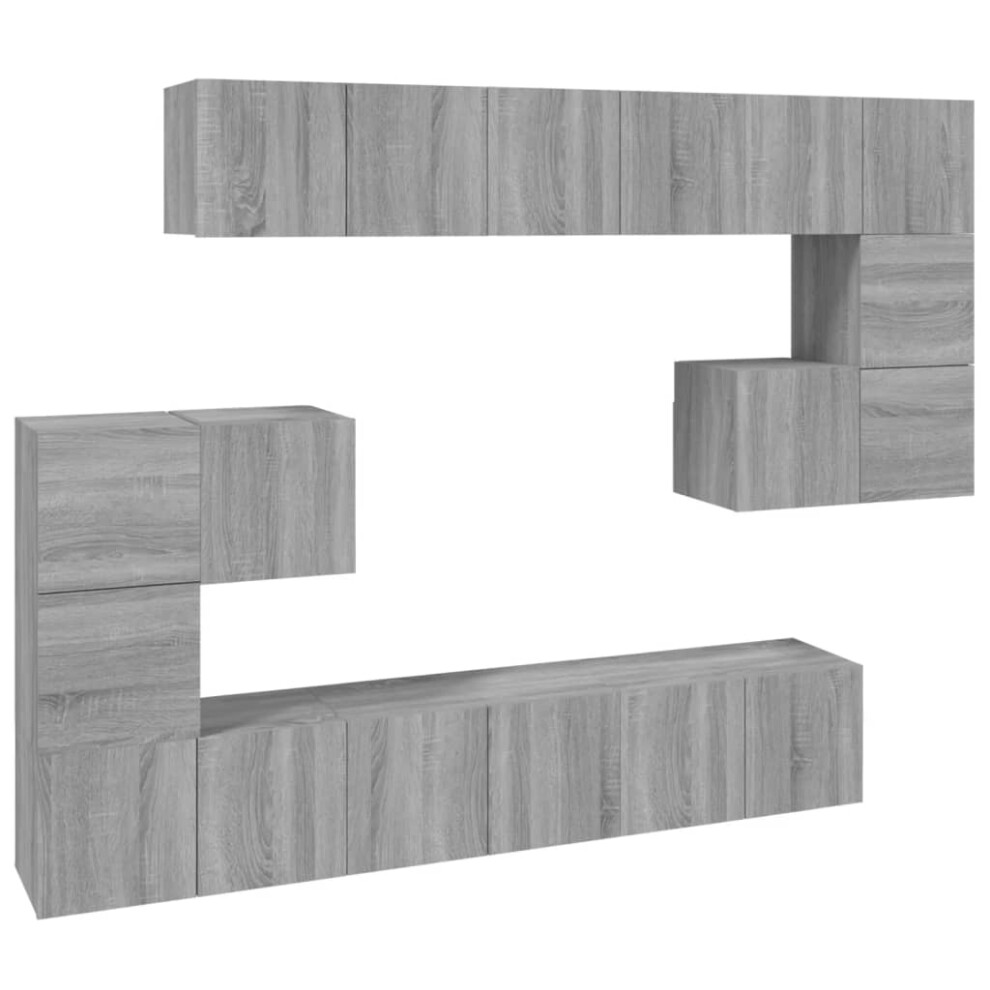 vidaXL TV Cabinet Set 10 Piece Grey Sonoma Engineered Wood TV Stand Media Unit-image-OPC-PJQB2GT-NEW