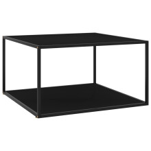 (black, 90 x 90 x 50 cm) vidaXL Tea Table Black with White Marble Glass 80 cm Couch Sofa Coffee Desk