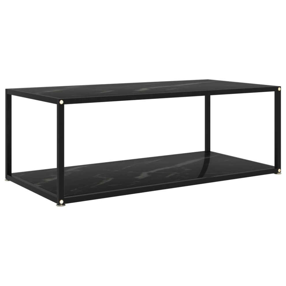 Vidaxl (Marble Black, 100 X 50 X 35 Cm) Tea Table Black 60 Cm Tempered Glass Accent Coffee Couch Console Table
