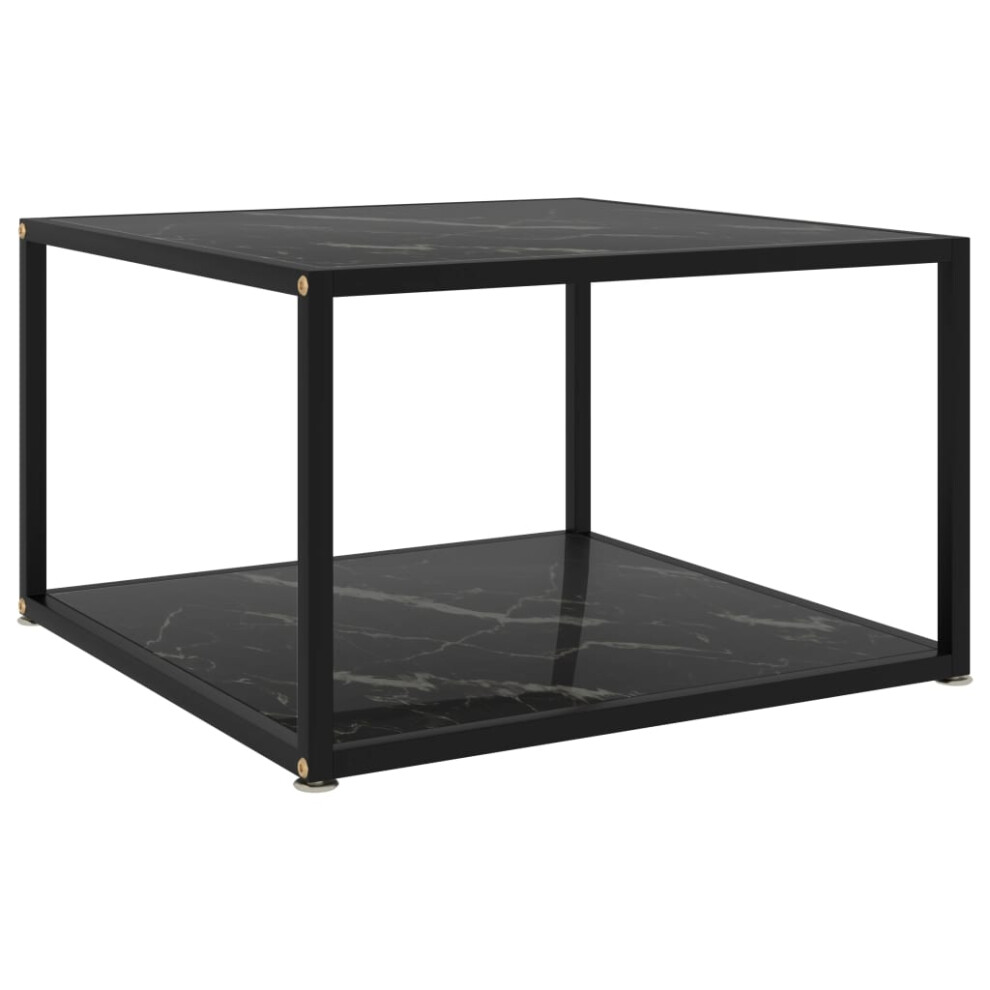 Vidaxl (Marble Black, 60 X 60 X 35 Cm) Tea Table Black 60 Cm Tempered Glass Accent Coffee Couch Console Table