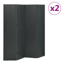 (anthracite, 160 x 180 cm/ 2 piece) vidaXL 2x 4-Panel Room Dividers Black Steel Privacy Screen Room Partition