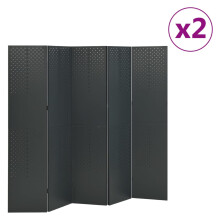 (anthracite, 200 x 180 cm/ 2 piece) vidaXL 2x 4-Panel Room Dividers Black Steel Privacy Screen Room Partition
