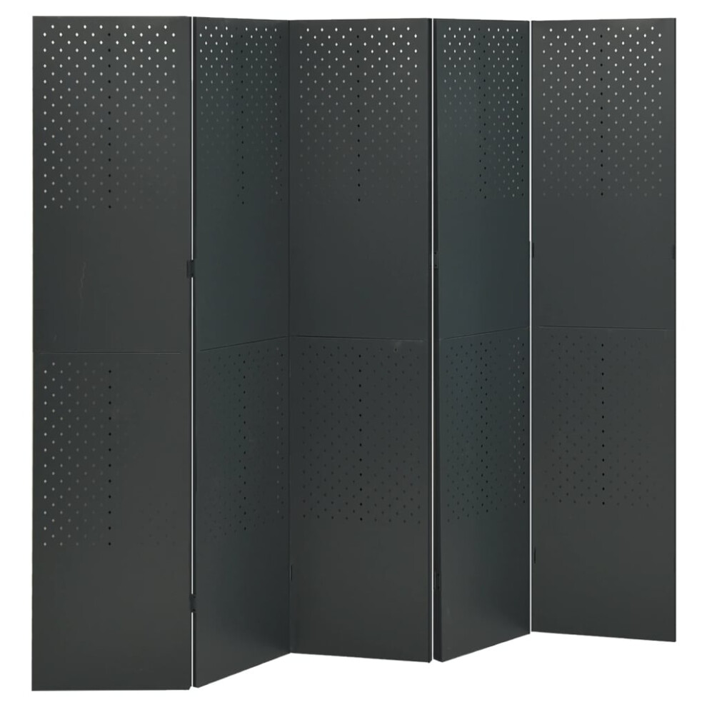Vidaxl (Anthracite, 200 X 180 Cm/ 1 Piece) 2X 4-Panel Room Dividers Black Steel Privacy Screen Room Partition