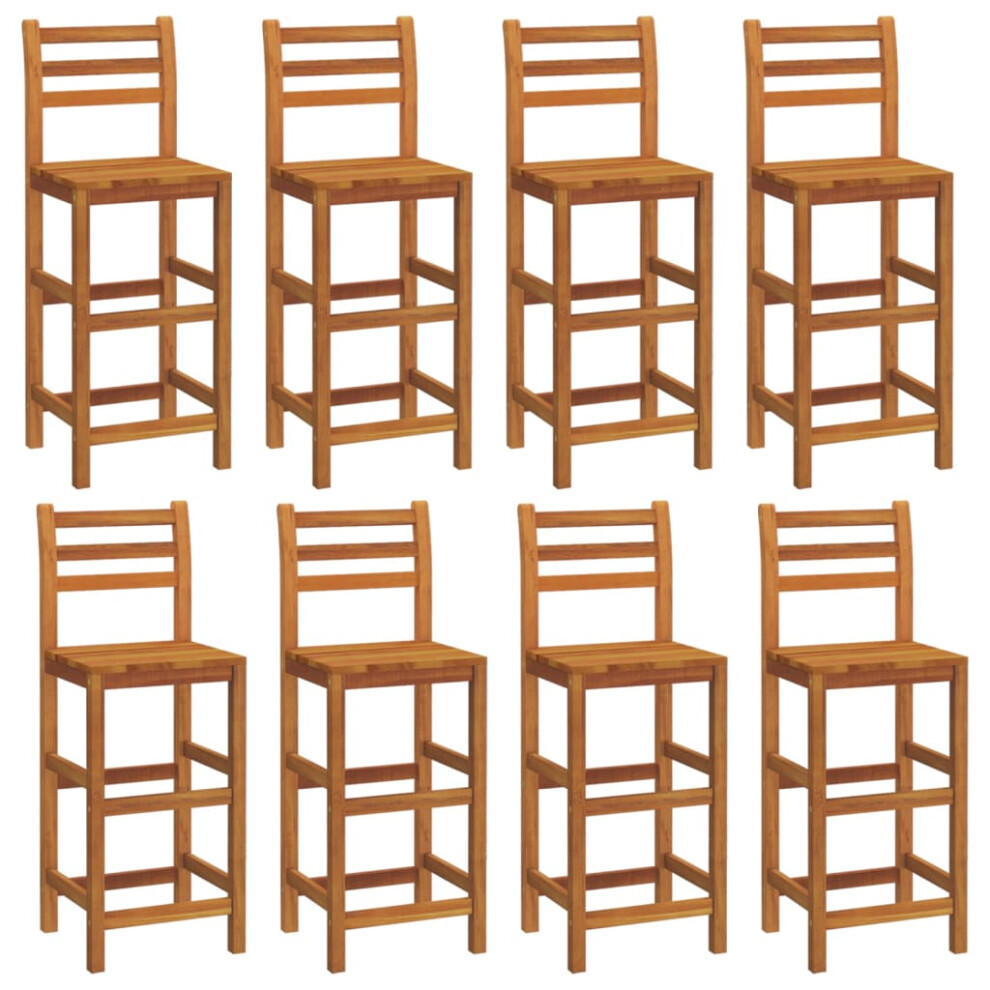 Vidaxl (8 Pcs) 6X Solid Wood Acacia Bar Stools Kitchen Wooden Bistro Chair Pub Stool