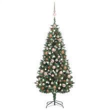 (white and rose, 180 x 104 cm) vidaXL Artificial Pre-lit Christmas Tree with Ball Set Artificial Tree Green