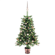 (with leds&rose gold balls) vidaXL Artificial Pre-lit Christmas Tree with Ball Set Artificial Tree Green