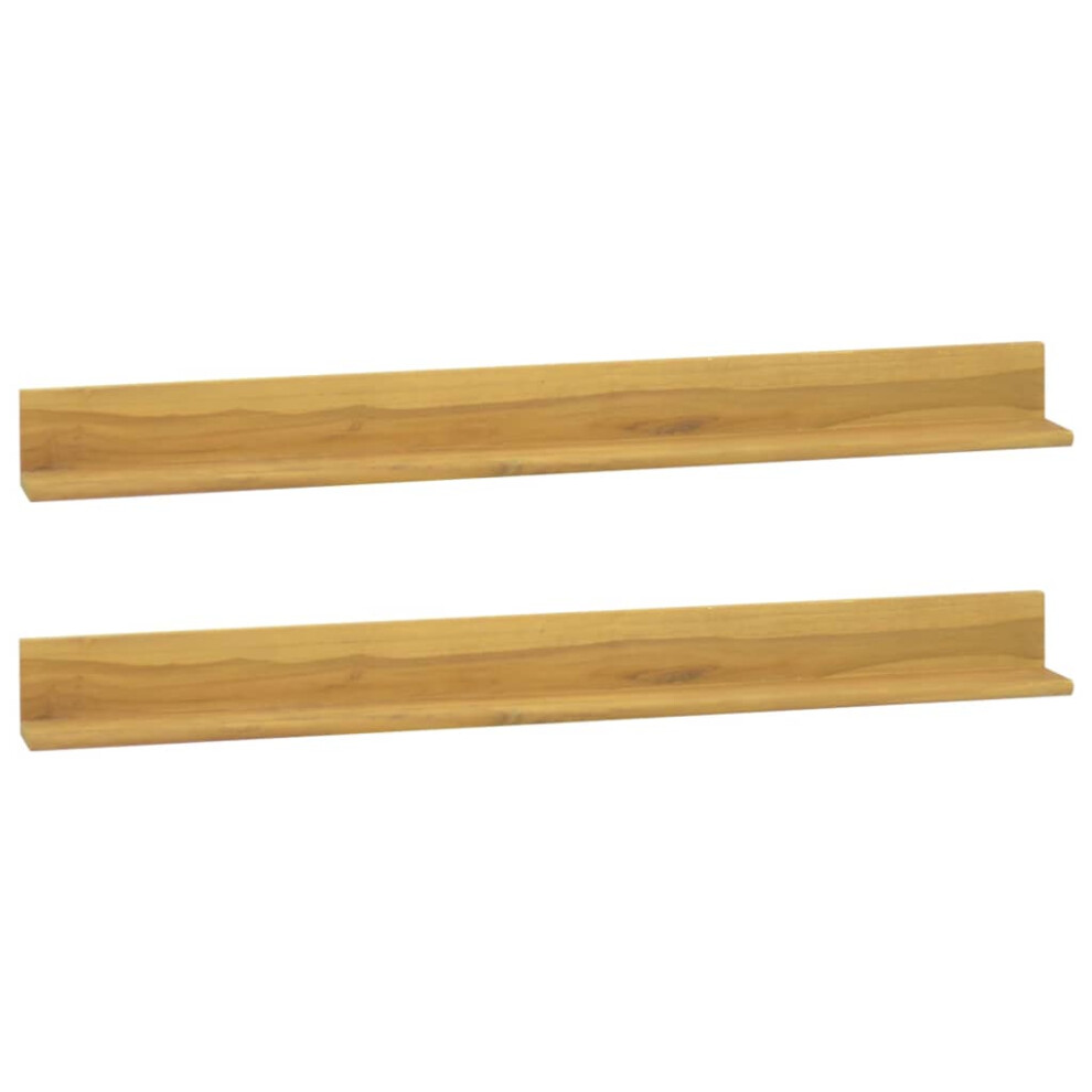 Vidaxl (110 X 10 X 10 Cm) 2X Solid Wood Teak Wall Shelves Hanging Floating Shelf Wall Storage