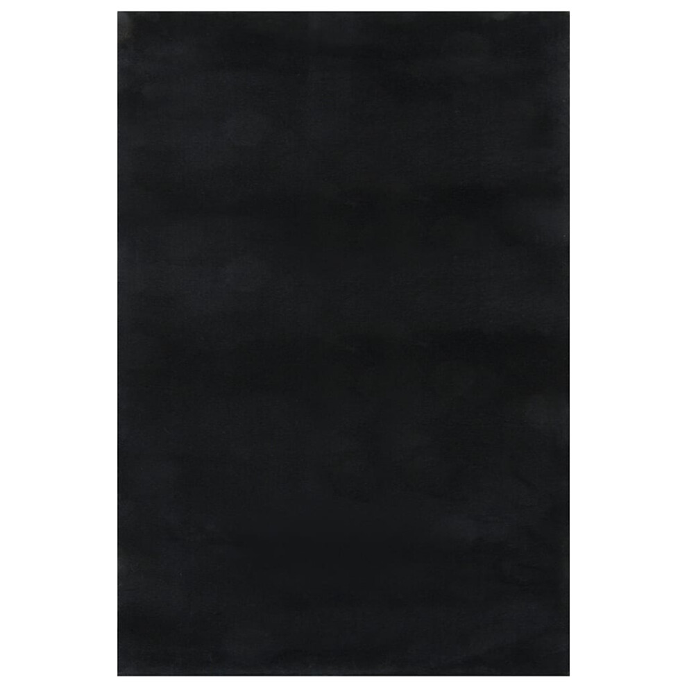Vidaxl (Black, 160 X 230 Cm) Washable Rug Soft Fluffy Short Pile Area Rug Carpet Anti Slip Black