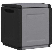 (54 x 53 x 57 cm) vidaXL Garden Storage Box 130 L Dark Grey and Black Patio Tool Box Furniture