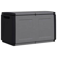(96 x 53 x 57 cm) vidaXL Garden Storage Box 130 L Dark Grey and Black Patio Tool Box Furniture