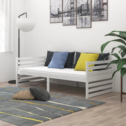 VidaXL Łóżko dzienne, białe, lite drewno sosnowe, 90x200 cm 2