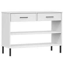 (white) vidaXL Solid Wood Pine Console Cabinet with Metal Legs Brown OSLO Sideboard