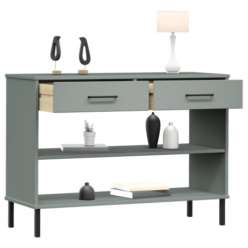 VidaXL (grey) vidaXL Solid Wood Pine Console Cabinet with Metal Legs Brown OSLO Sideboard 2