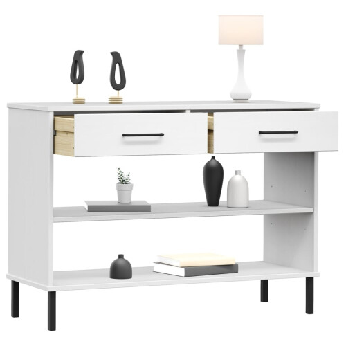 VidaXL (white) vidaXL Solid Wood Pine Console Cabinet with Metal Legs Brown OSLO Sideboard 2
