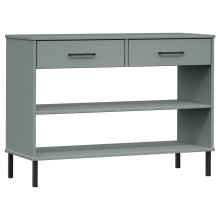 (grey) vidaXL Solid Wood Pine Console Cabinet with Metal Legs Brown OSLO Sideboard