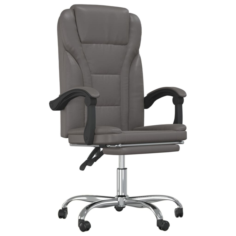 New Vidaxl () Reclining Office Chair Faux Leather Reclining Desk Chair Armchair Grey/Black 349812