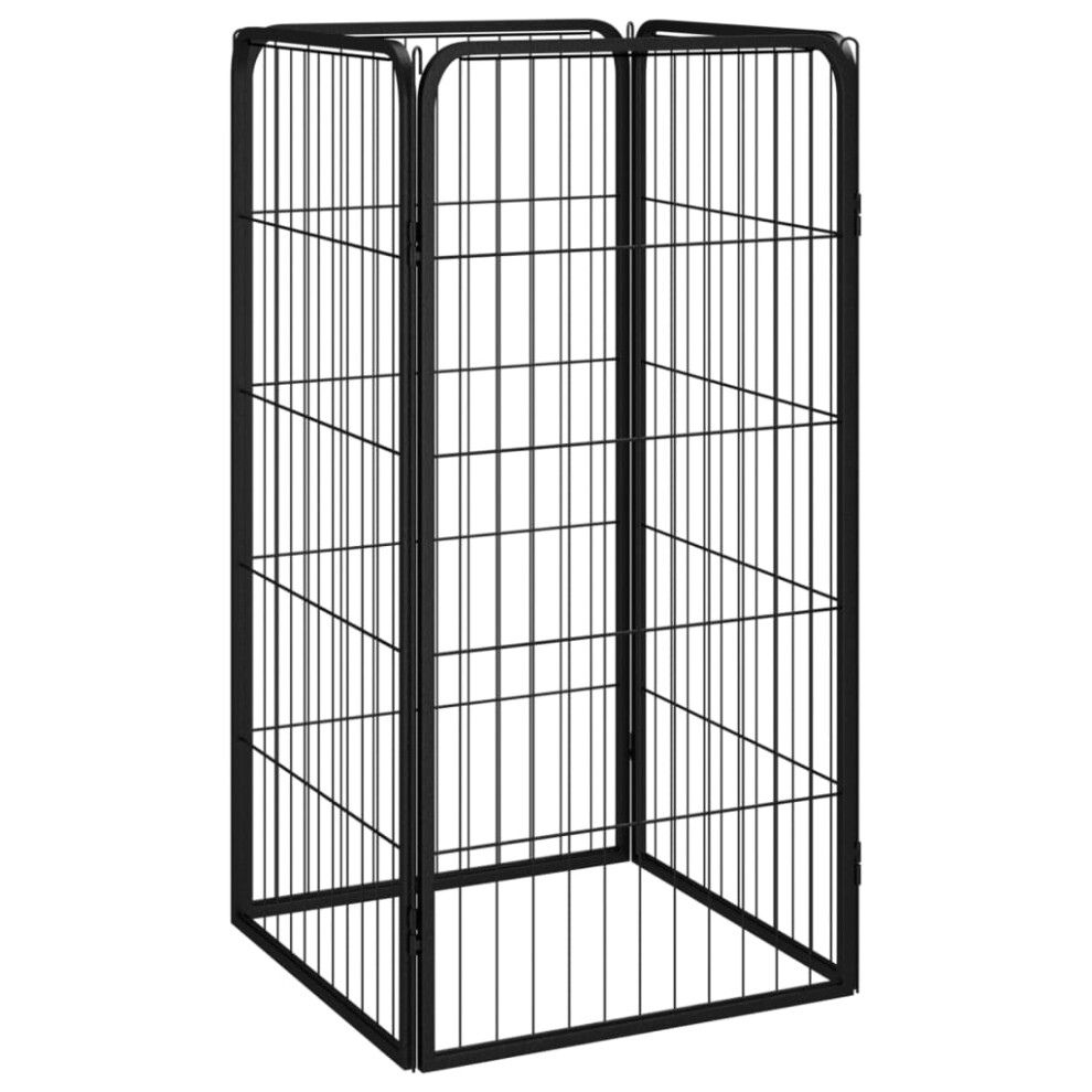 Vidaxl (50 X 50 X 100 Cm) Dog Playpen 4 Panels Black 50X100 Cm Powder-Coated Steel Dog Kennel